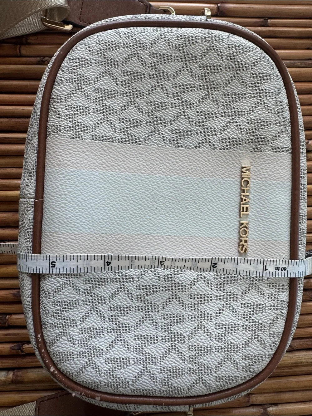 Michael Kors Cream and Brown Logo Crossbody Bag